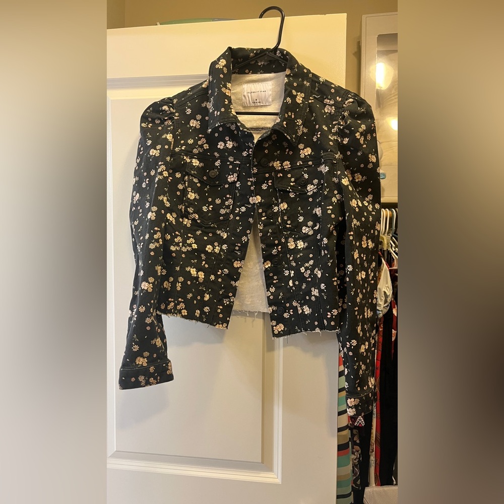 Floral Black Denim Jacket